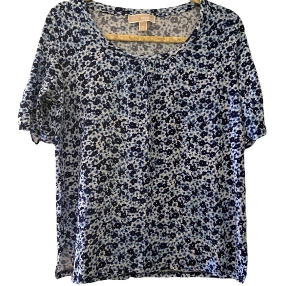 Michael Kors Boho Blue Floral Blouse Top Medium